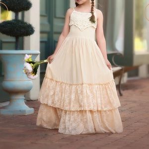 NWT Alexandria peach maxi lace dress